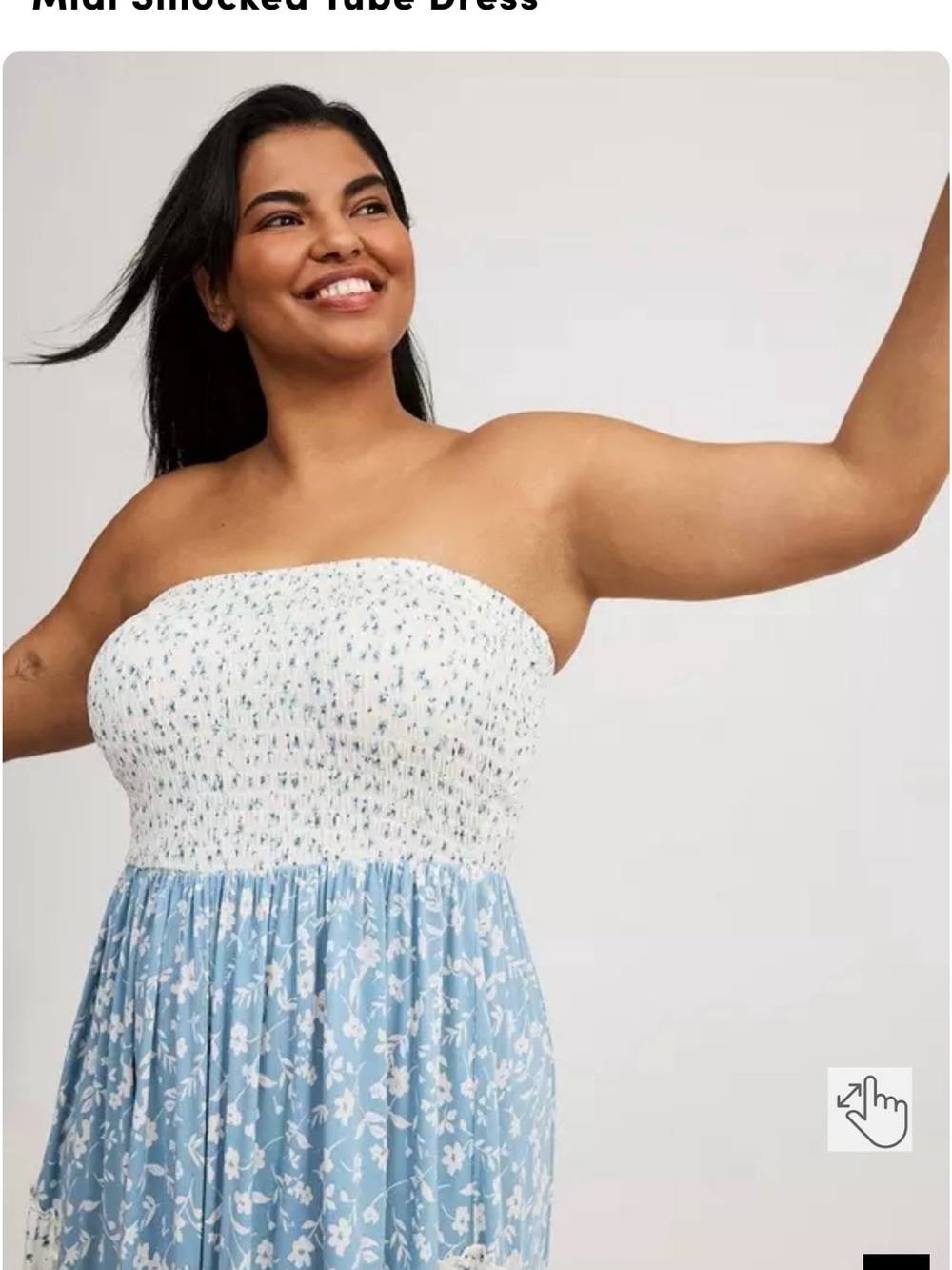 torrid NWT Blue & White Floral Smocked Tube Midi Dress - Picture 9 of 11